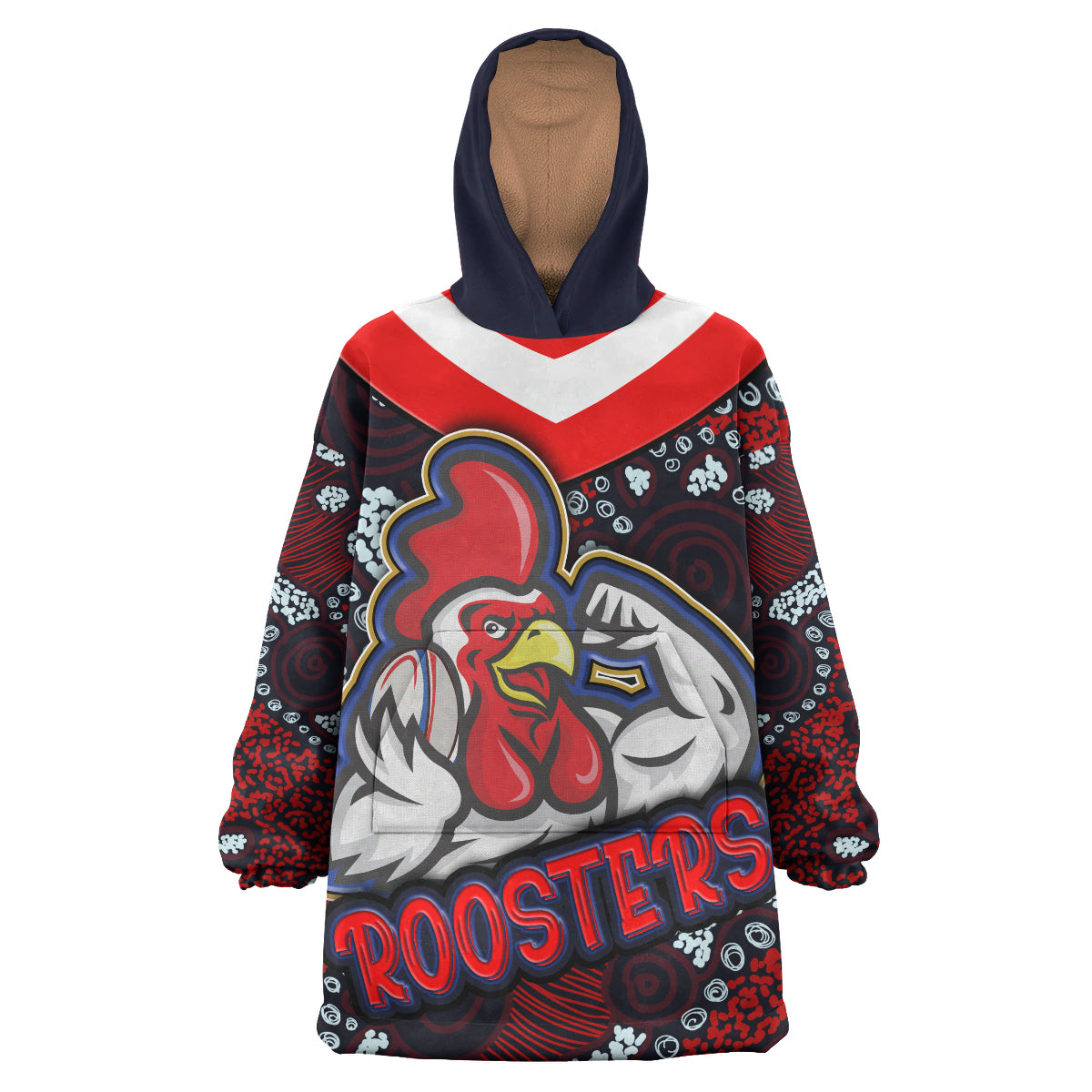 roosters-rugby-snug-hoodie-custom-roosters-rugby-ball-with-aboriginal-contemporary-dot-painting-pattern-oodie-blanket