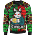 rabbitohs-rugby-custom-sweatshirt-rabbitohs-with-rugby-ball-aboriginal-style-of-dot-painting-patterns-custom-sweatshirt