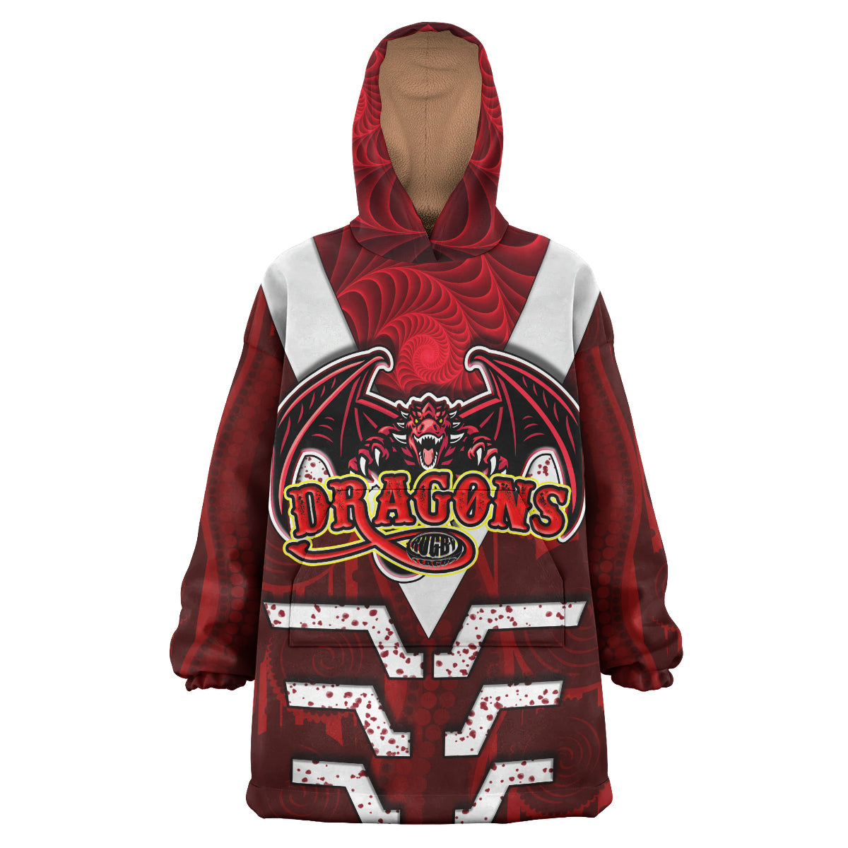 st-george-rugby-snug-hoodie-custom-dragons-with-rugby-ball-aboriginal-patterns-oodie-blanket