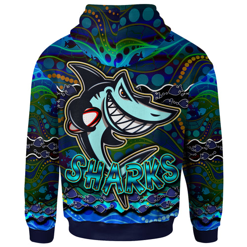 sharks-rugby-hoodie-custom-sharks-rugby-with-fish-aboriginal-style-personalised-player-and-number-hoodie