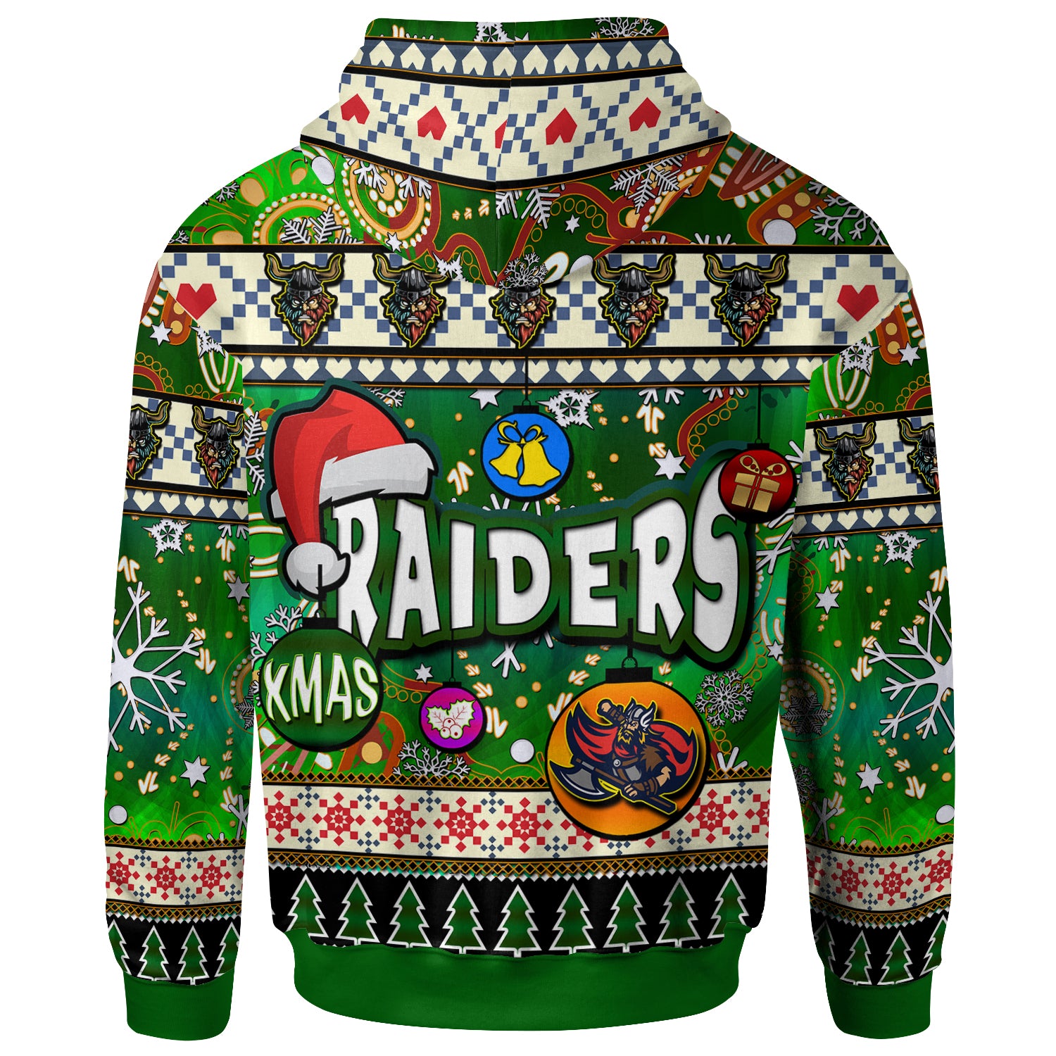 raider-rugby-christmas-hoodie-custom-xmas-raider-christmas-balls-snowflake-with-aboriginal-patterns-hoodie