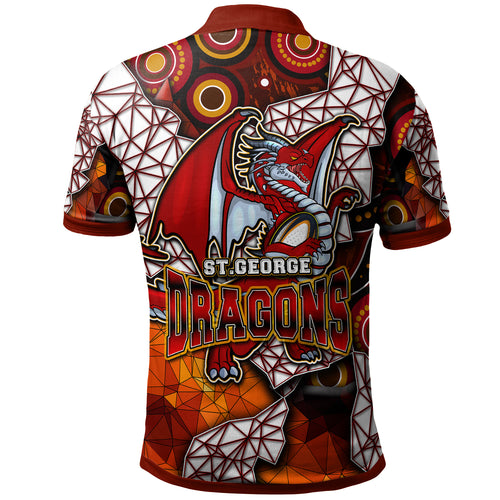 st-george-rugby-polo-shirt-custom-dragon-fire-rugby-with-aboriginal-art-personalised-player-and-number-polo-shirt