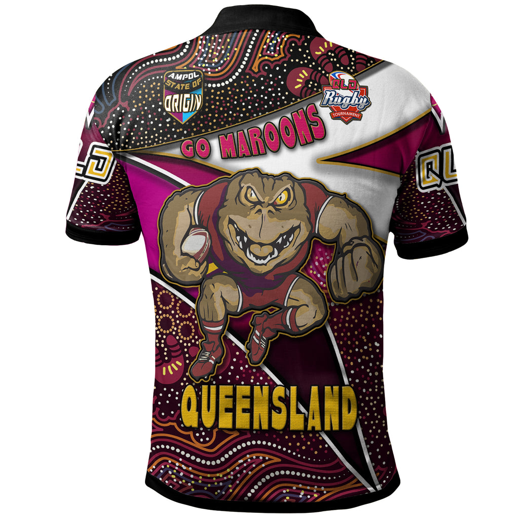 queensland-rugby-league-team-polo-shirt-custom-queensland-maroons-with-aboriginal-patterns-state-of-origin-polo-shirt