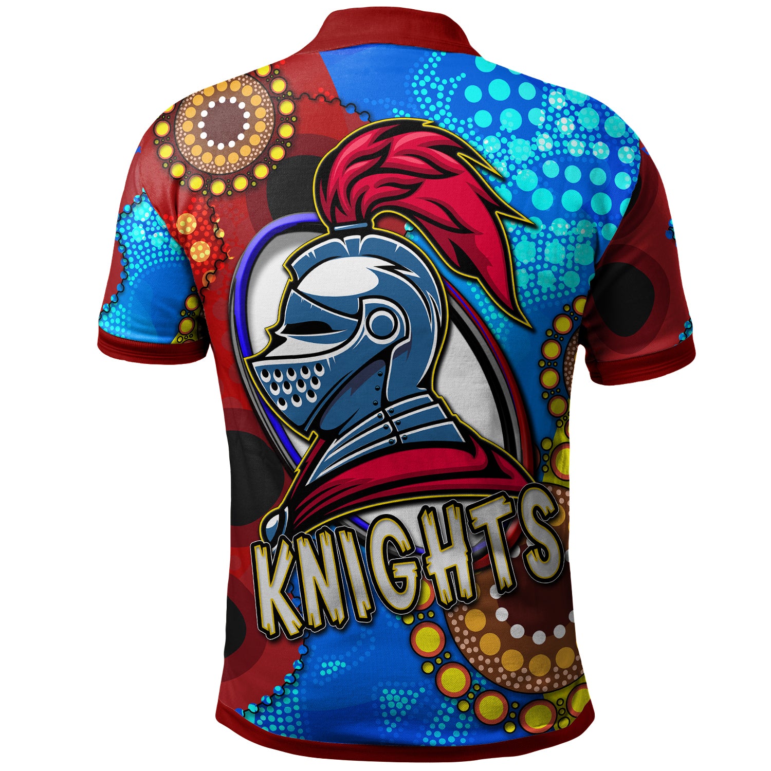 knights-rugby-polo-shirt-custom-knights-ball-australian-aboriginal-painting-personalised-player-and-number-polo-shirt