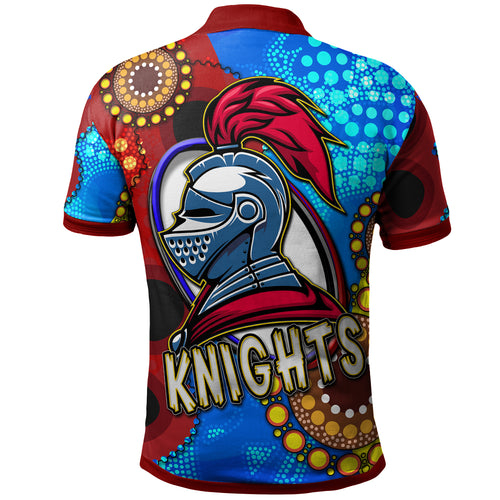 knights-rugby-polo-shirt-custom-knights-ball-australian-aboriginal-painting-personalised-player-and-number-polo-shirt