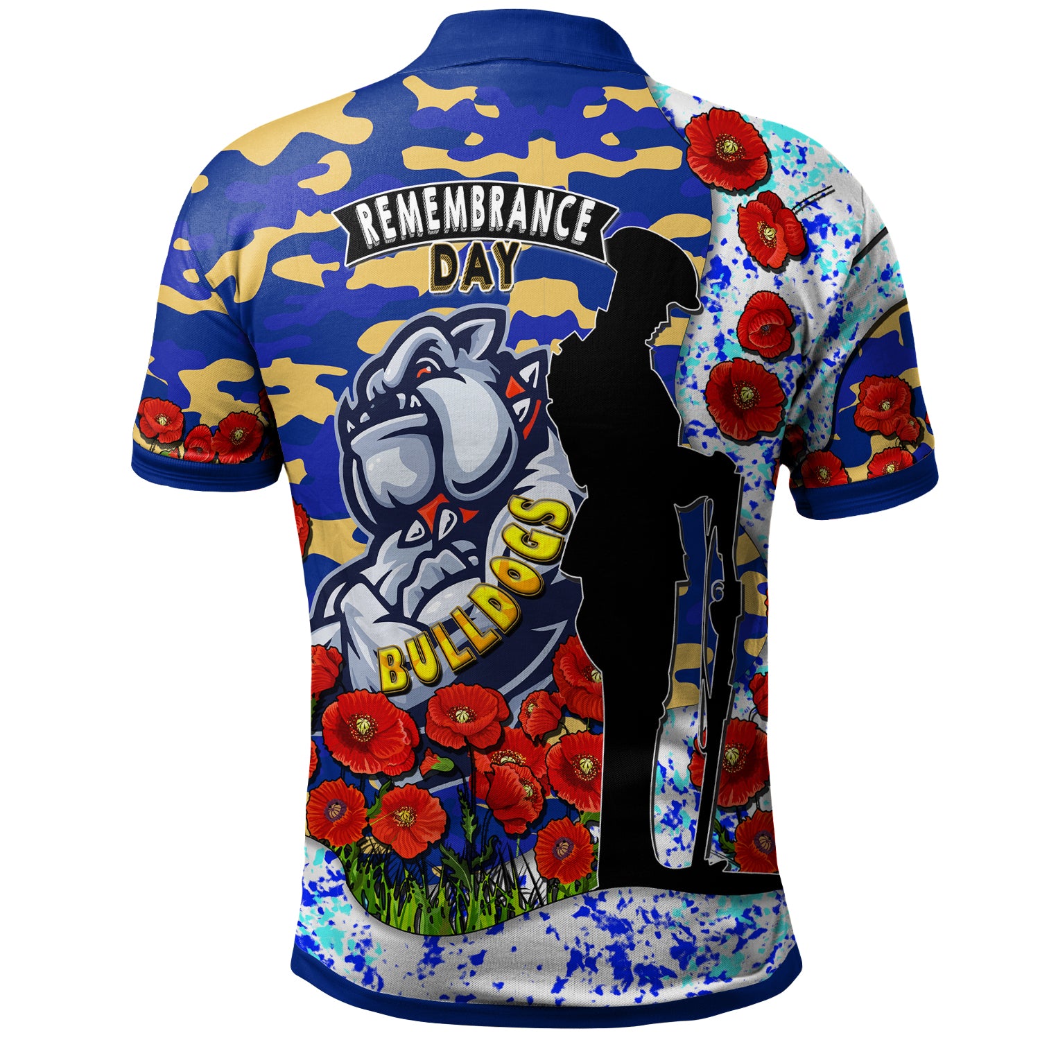 bulldogs-rugby-polo-shirt-custom-bulldogs-remembrance-day-with-red-poppy-polo-shirt
