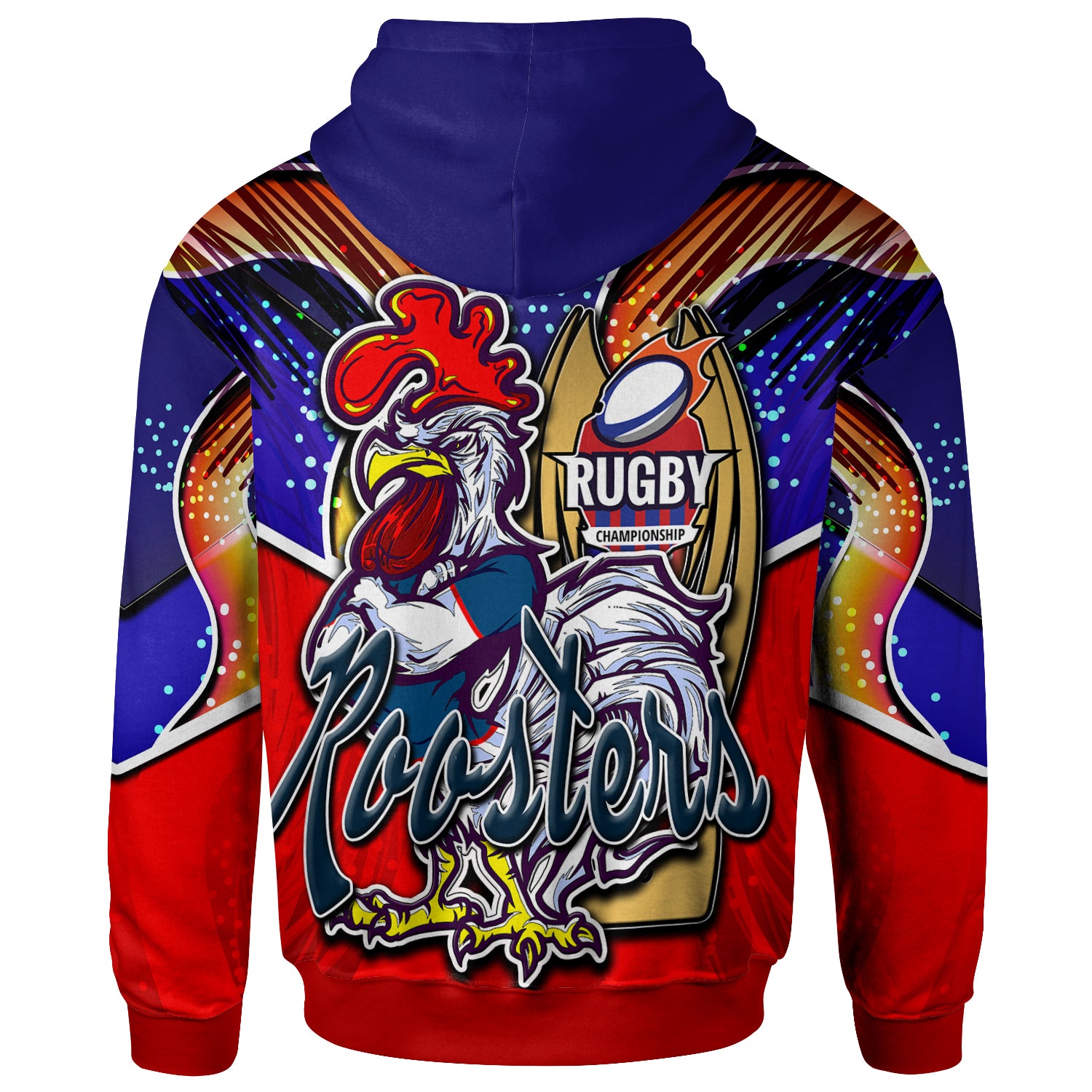 roosters-rugby-hoodie-custom-rooster-mascot-with-cup-nrl-grand-final-player-and-number-hoodie