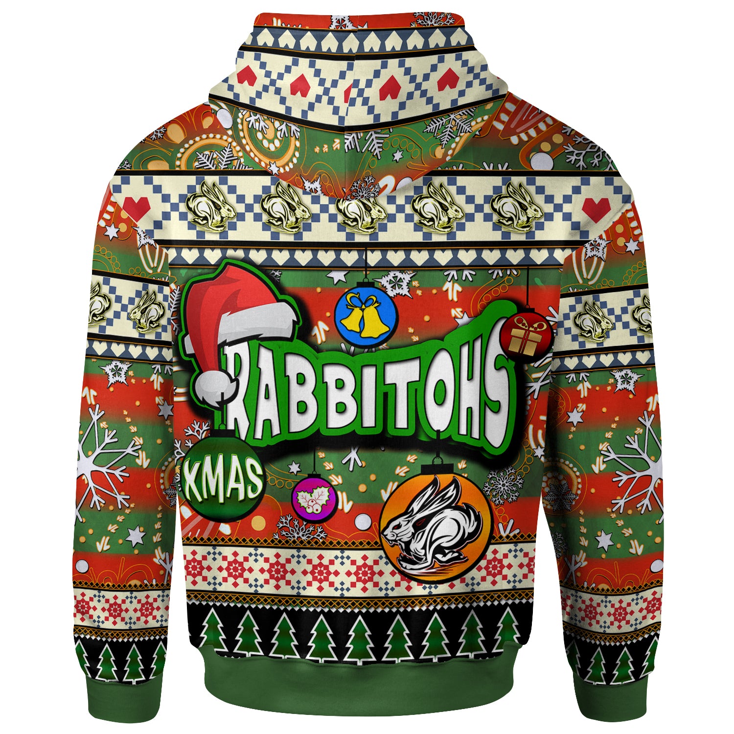 rabbitohs-rugby-christmas-hoodie-custom-xmas-rabbitohs-christmas-balls-snowflake-with-aboriginal-patterns-hoodie