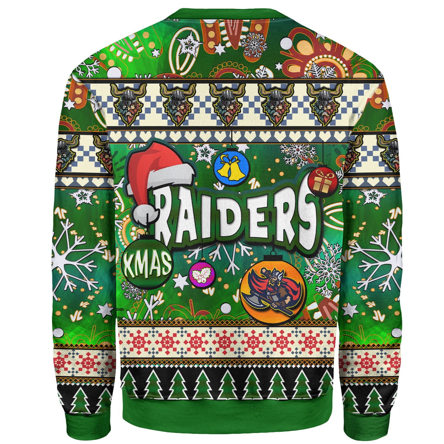 raider-rugby-christmas-sweatshirt-custom-xmas-raider-christmas-balls-snowflake-with-aboriginal-patterns-sweatshirt