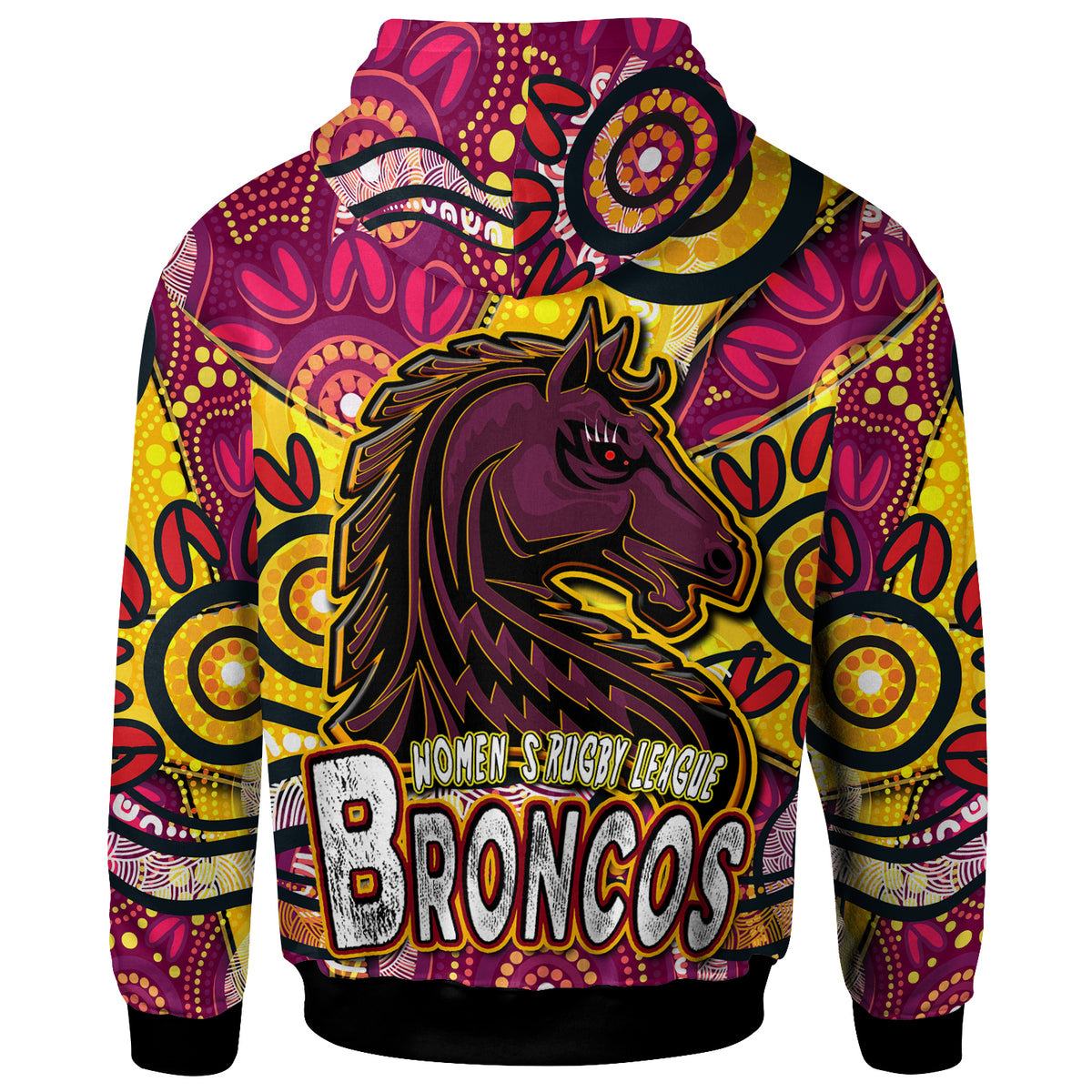 nrlw-broncos-rugby-hoodie-custom-broncos-rugby-womens-rugby-league-aboriginal-dot-painting-hoodie