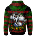 rabbitohs-rugby-hoodie-custom-rabbit-aboriginal-style-pattern-personalised-player-and-number-hoodie