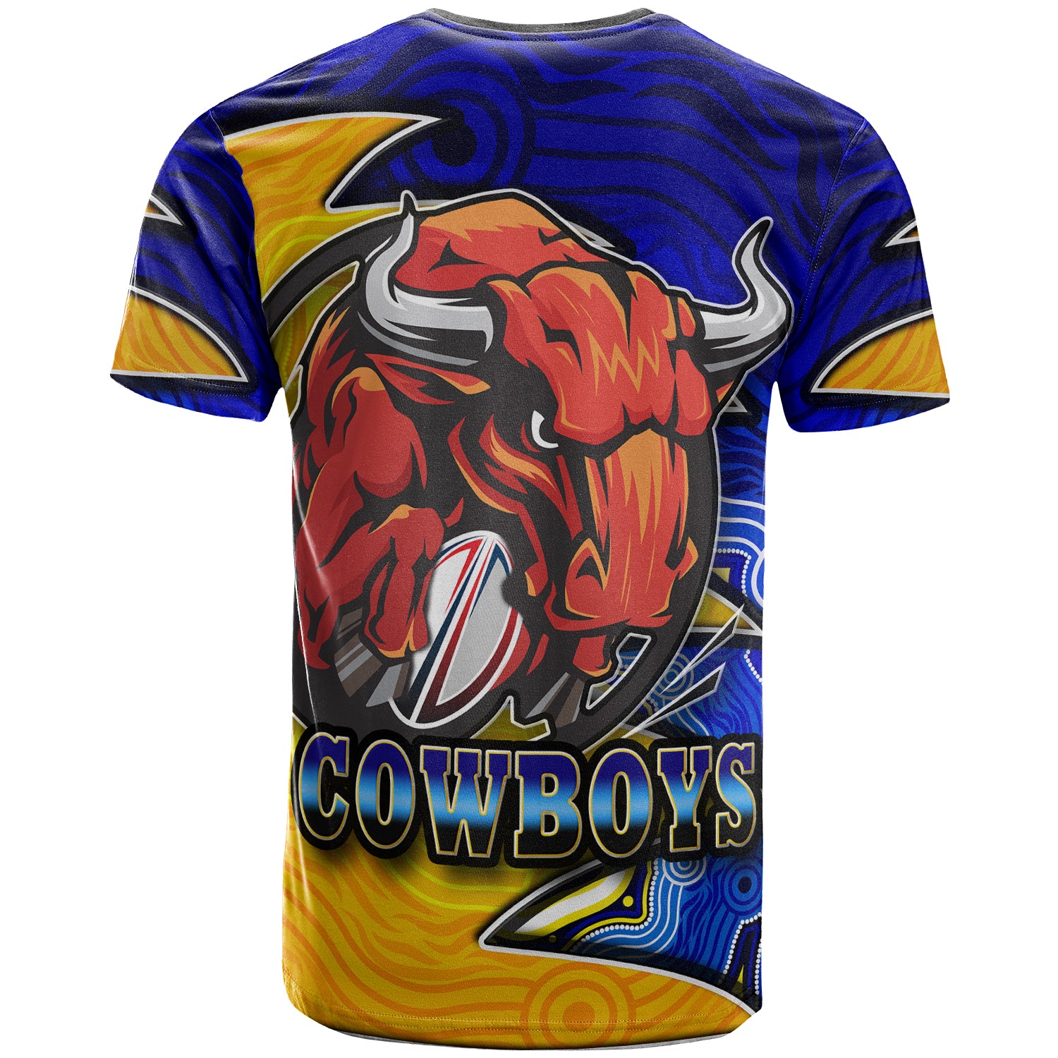 cowboys-rugby-t-shirt-custom-bull-rugby-ball-with-aboriginal-style-pattern-personalised-player-and-number-t-shirt