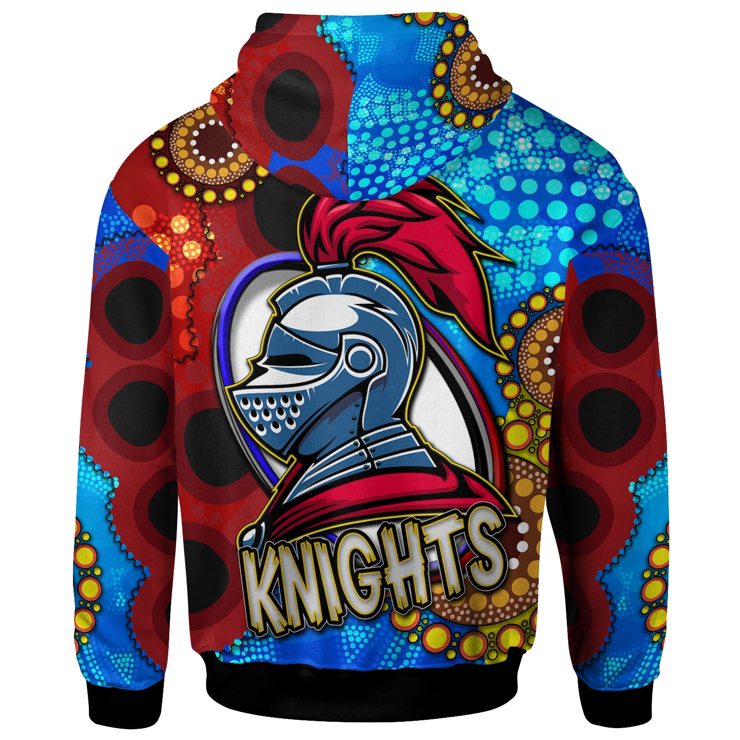 knights-rugby-hoodie-custom-knights-ball-australian-aboriginal-painting-personalised-player-and-number-hoodie