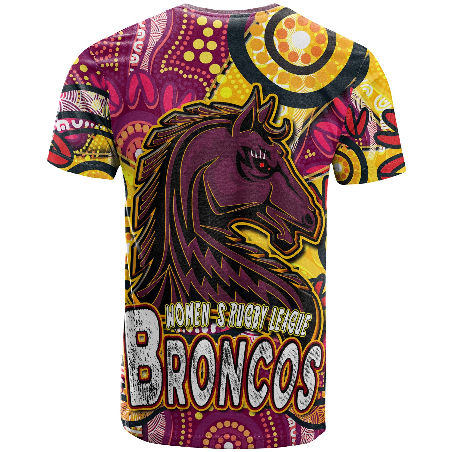 nrlw-broncos-rugby-t-shirt-custom-broncos-rugby-womens-rugby-league-aboriginal-dot-painting-t-shirt
