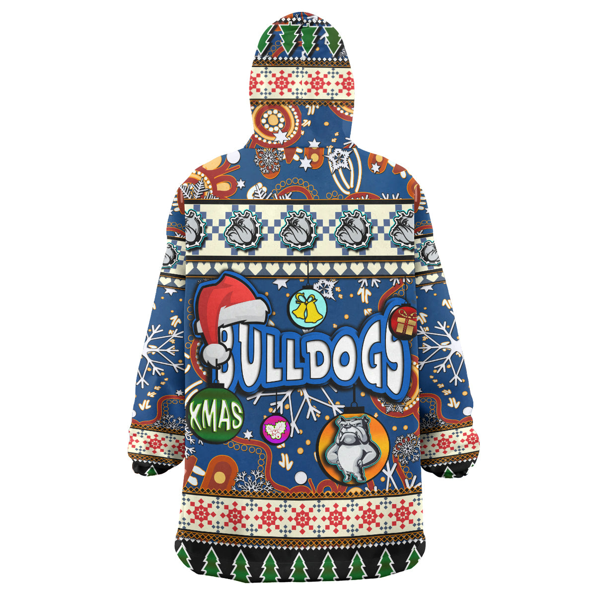 bulldogs-rugby-christmas-snug-hoodie-custom-xmas-bulldogs-christmas-balls-snowflake-with-aboriginal-patterns-wearable-blanket-hoodie
