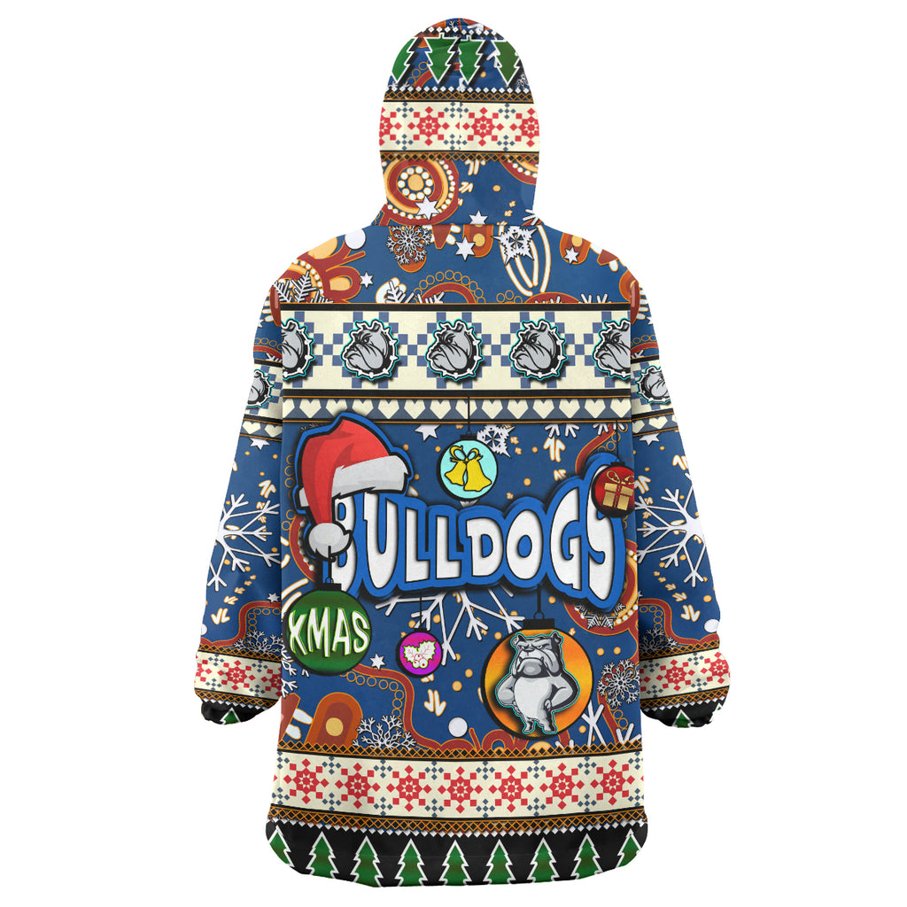 bulldogs-rugby-christmas-snug-hoodie-custom-xmas-bulldogs-christmas-balls-snowflake-with-aboriginal-patterns-wearable-blanket-hoodie