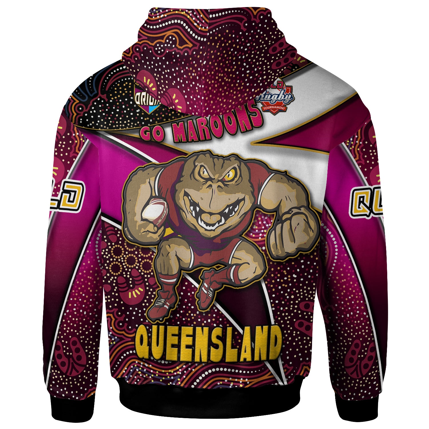 queensland-rugby-league-team-hoodie-custom-queensland-maroons-with-aboriginal-patterns-state-of-origin-hoodie