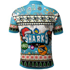 sharks-rugby-christmas-polo-shirt-custom-xmas-sharks-christmas-balls-snowflake-with-aboriginal-patterns-polo-shirt
