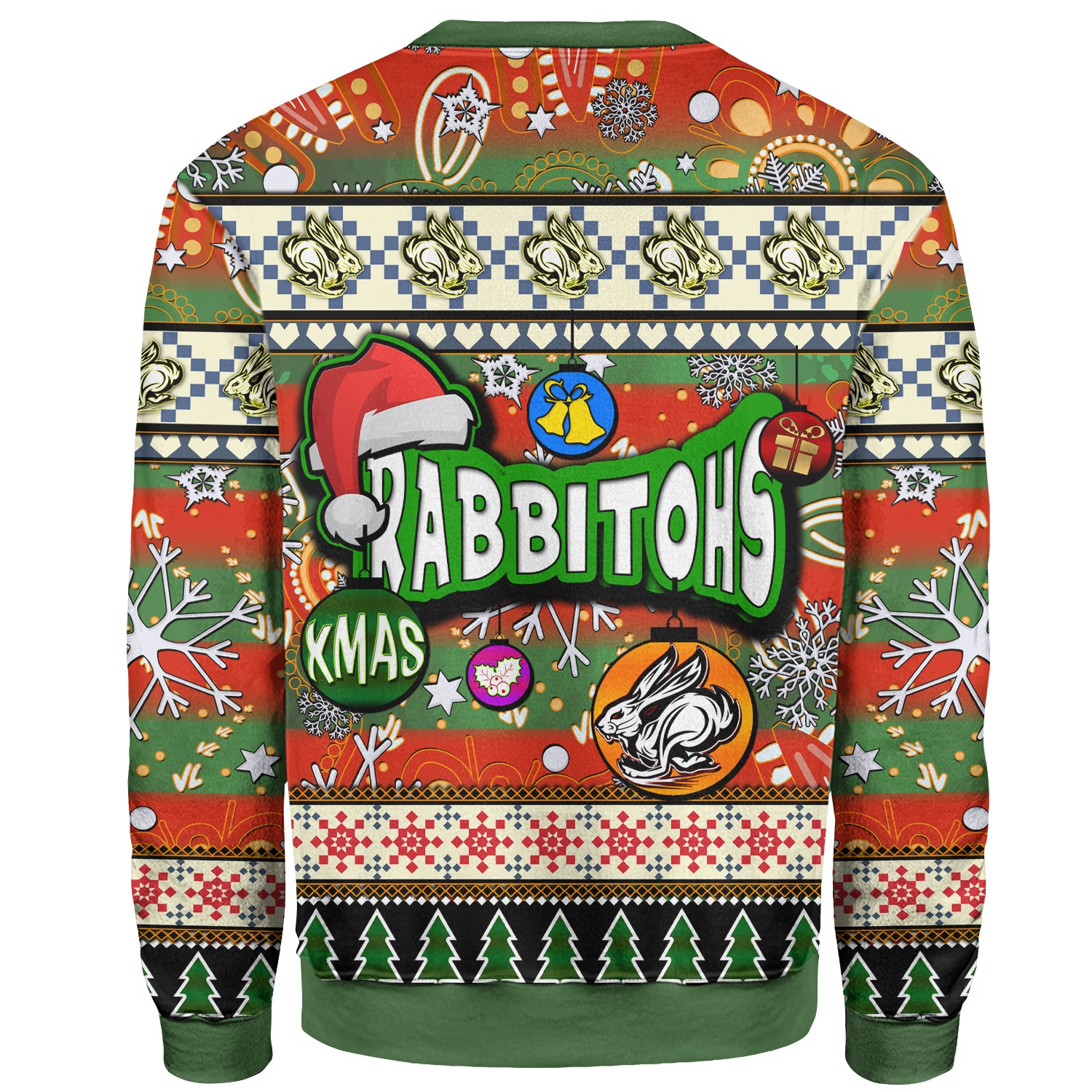 rabbitohs-rugby-christmas-sweatshirt-custom-xmas-rabbitohs-christmas-balls-snowflake-with-aboriginal-patterns-sweatshirt