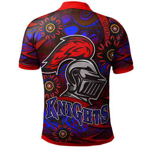 nrlw-knights-rugby-polo-shirt-custom-knights-womens-rugby-league-aboriginal-style-player-and-number-woman-polo-shirt