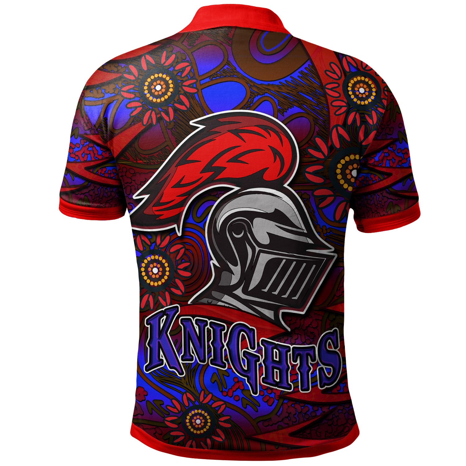 nrlw-knights-rugby-polo-shirt-custom-knights-womens-rugby-league-aboriginal-style-player-and-number-woman-polo-shirt