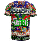 warriors-rugby-christmas-t-shirt-custom-xmas-warriors-christmas-balls-snowflake-with-aboriginal-patterns-t-shirt