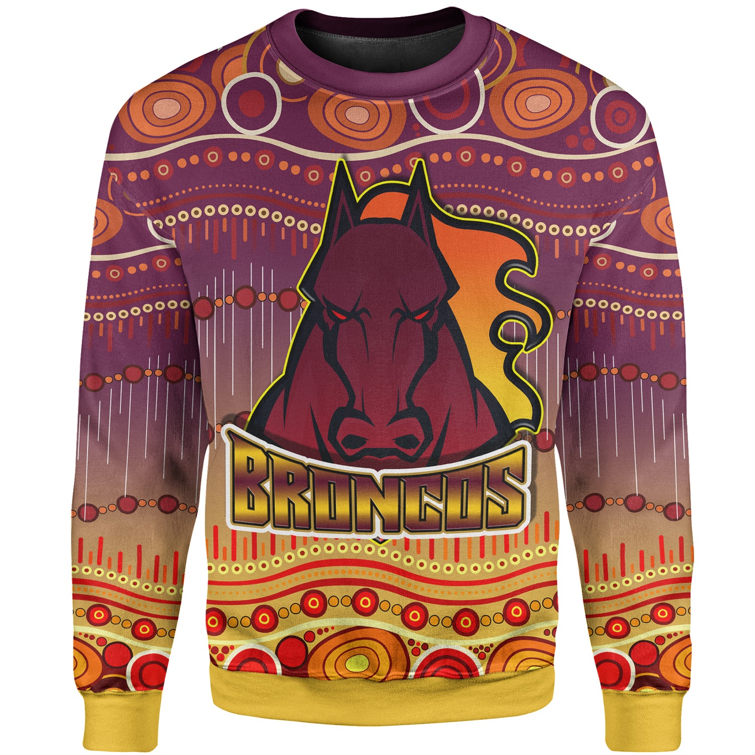 broncos-rugby-custom-sweatshirt-custom-horse-aboriginal-patterns-sweatshirt