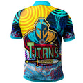 nrlw-titans-rugby-polo-shirt-custom-titans-womens-rugby-league-aboriginal-dot-painting-player-and-number-woman-polo-shirt