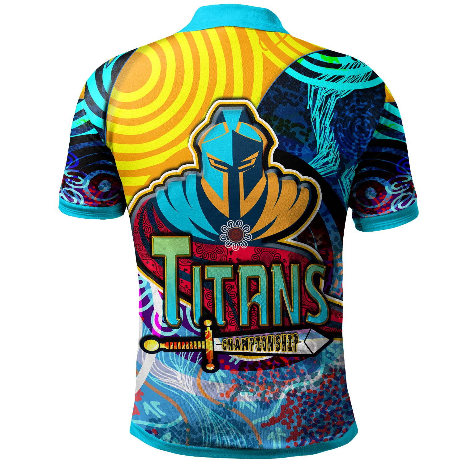 nrlw-titans-rugby-polo-shirt-custom-titans-womens-rugby-league-aboriginal-dot-painting-player-and-number-woman-polo-shirt