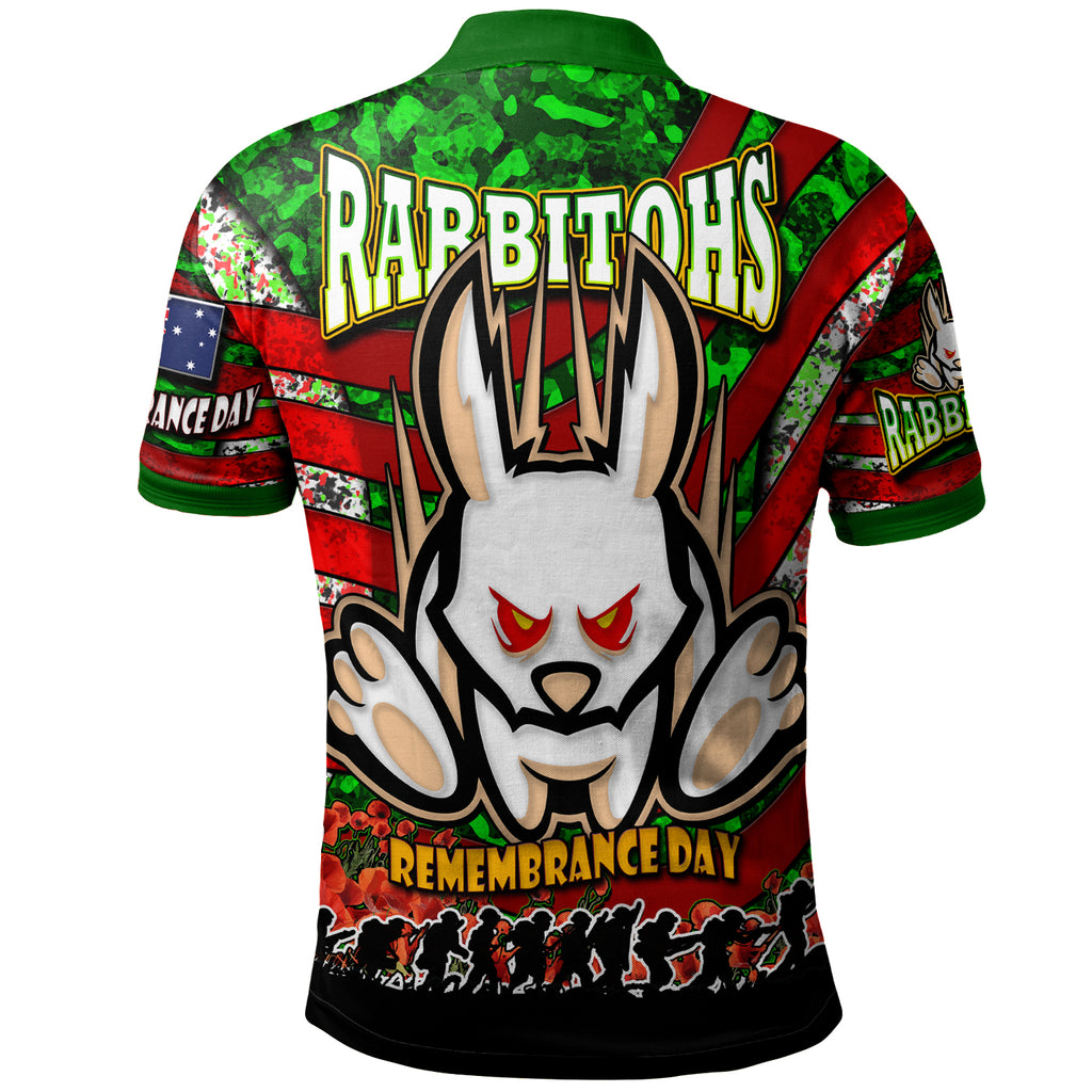 rabbitohs-rugby-polo-shirt-custom-rabbitohs-remembrance-day-and-poppies-polo-shirt
