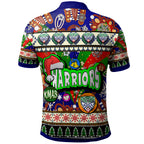 warriors-rugby-christmas-polo-shirt-custom-xmas-warriors-christmas-balls-snowflake-with-aboriginal-patterns-polo-shirt