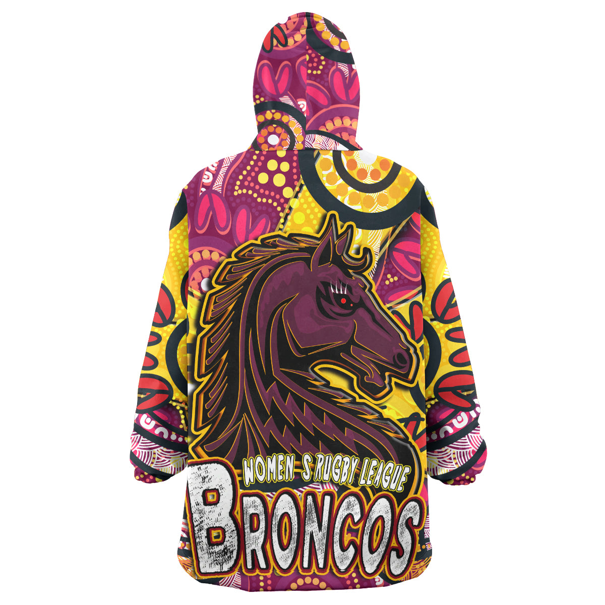 nrlw-broncos-rugby-snug-hoodie-custom-broncos-rugby-womens-rugby-league-aboriginal-dot-painting-woman-oodie-blanket