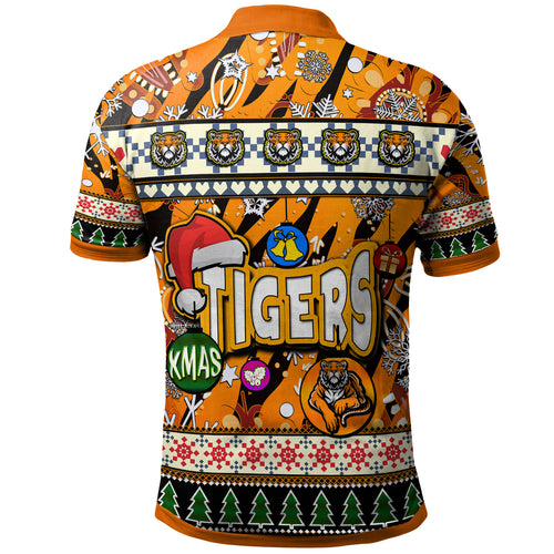 tigers-rugby-christmas-polo-shirt-custom-xmas-tigers-christmas-balls-snowflake-with-aboriginal-patterns-polo-shirt