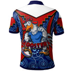 roosters-rugby-polo-shirt-custom-rooster-with-rugby-ball-aboriginal-dot-painting-personalised-player-and-number-polo-shirt
