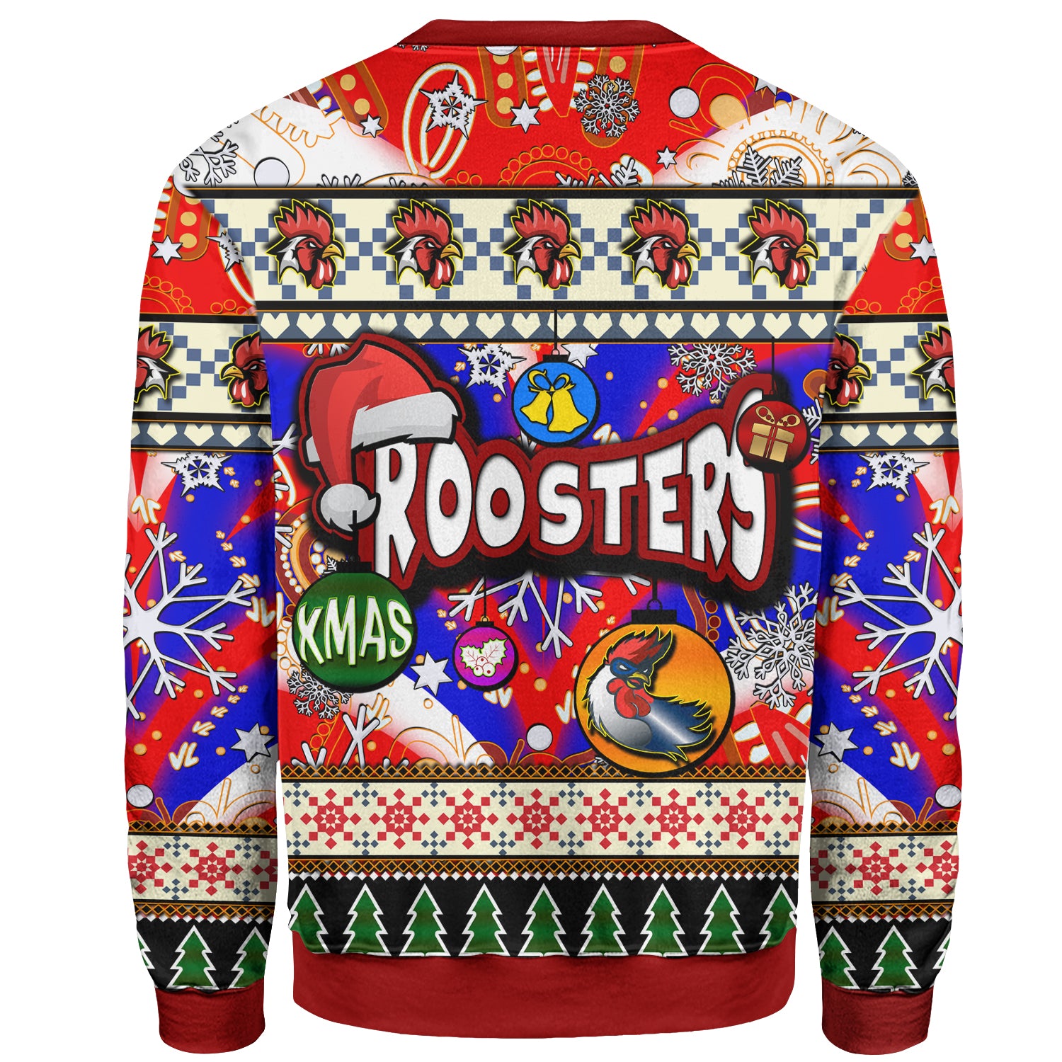 roosters-rugby-christmas-sweatshirt-custom-xmas-roosters-christmas-balls-snowflake-with-aboriginal-patterns-sweatshirt