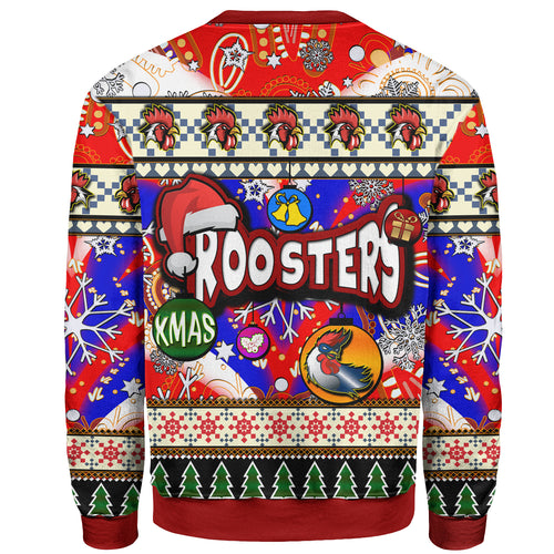 roosters-rugby-christmas-sweatshirt-custom-xmas-roosters-christmas-balls-snowflake-with-aboriginal-patterns-sweatshirt