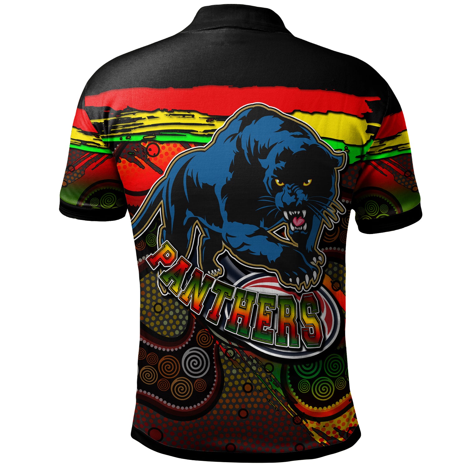 panthers-rugby-polo-shirt-custom-panther-with-aboriginal-style-of-dot-painting-personalised-player-and-number-polo-shirt