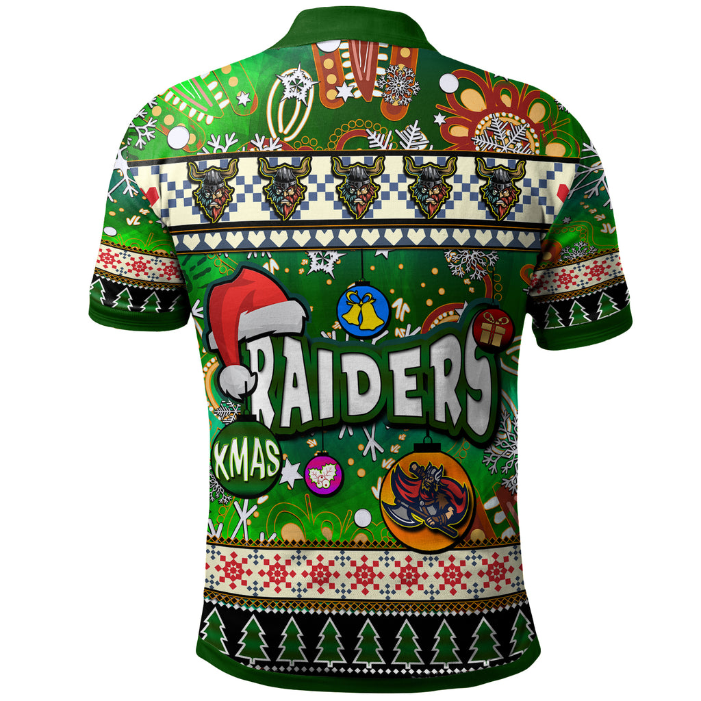 raider-rugby-christmas-polo-shirt-custom-xmas-raider-christmas-balls-snowflake-with-aboriginal-patterns-polo-shirt