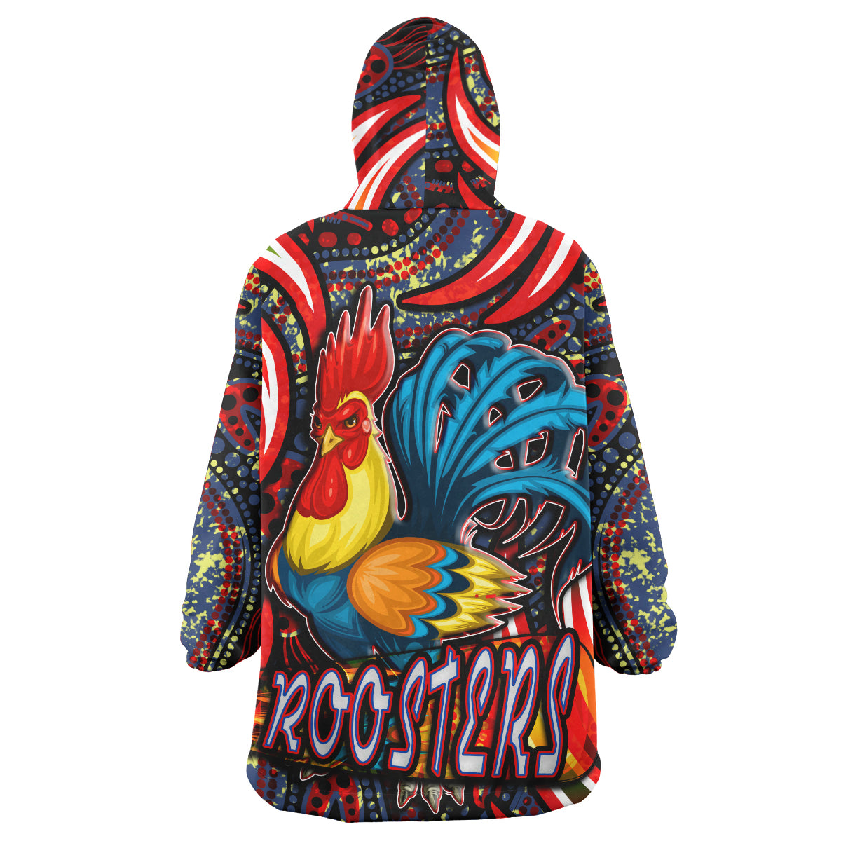 nrlw-roosters-rugby-snug-hoodie-custom-womens-rugby-league-with-aboriginal-style-player-and-number-oodie-blanket