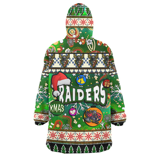 raider-rugby-christmas-snug-hoodie-custom-xmas-raider-christmas-balls-snowflake-with-aboriginal-patterns-wearable-blanket-hoodie