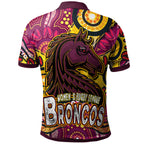 nrlw-broncos-rugby-polo-shirt-custom-broncos-rugby-womens-rugby-league-aboriginal-dot-painting-polo-shirt