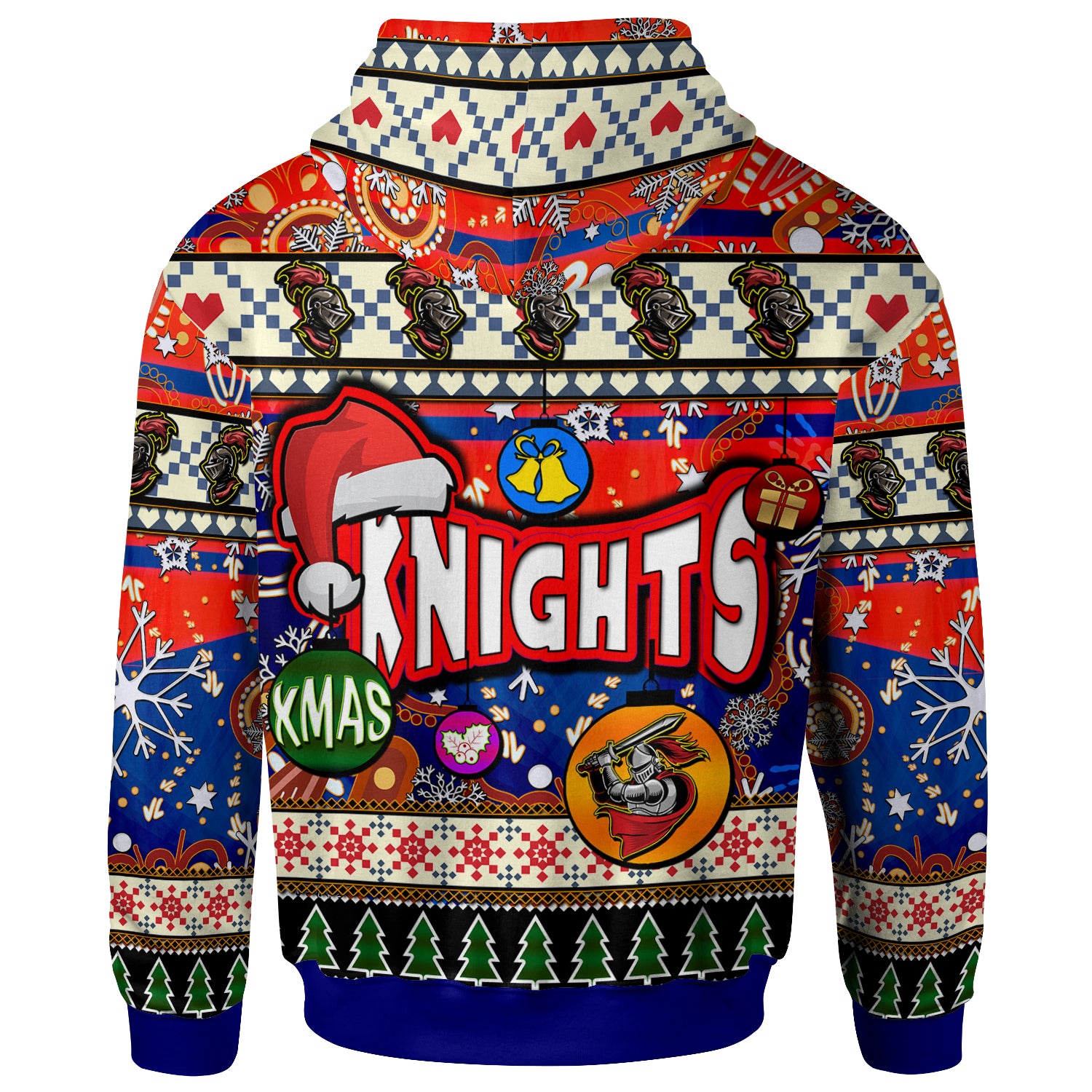 knights-rugby-christmas-hoodie-custom-xmas-knights-christmas-balls-snowflake-with-aboriginal-patterns-hoodie
