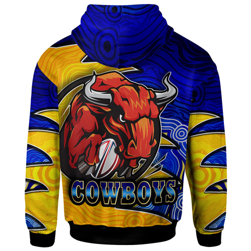 cowboys-rugby-hoodie-custom-bull-rugby-ball-with-aboriginal-style-pattern-personalised-player-and-number-hoodie