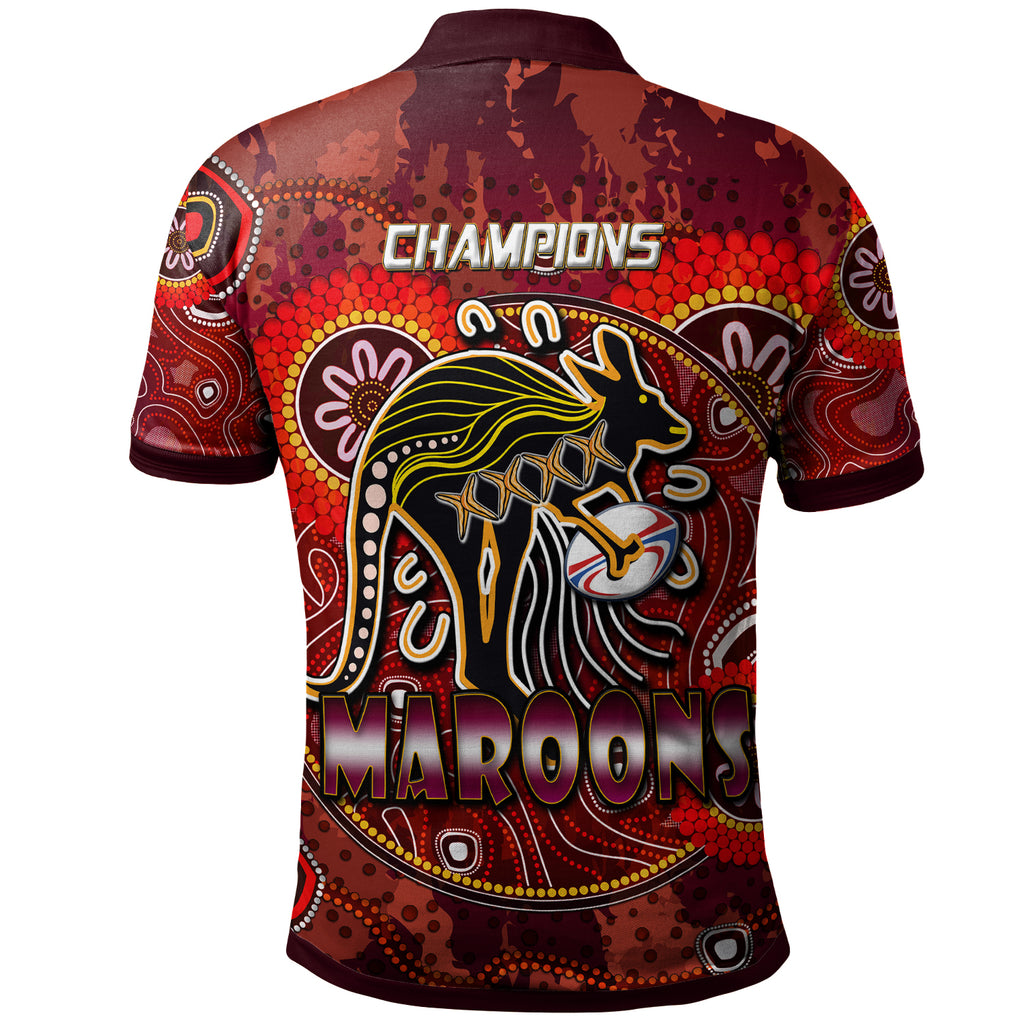 maroons-rugby-polo-shirt-custom-maroons-kangaroo-with-aboriginal-style-of-dot-painting-personalised-player-and-number-polo-shirt
