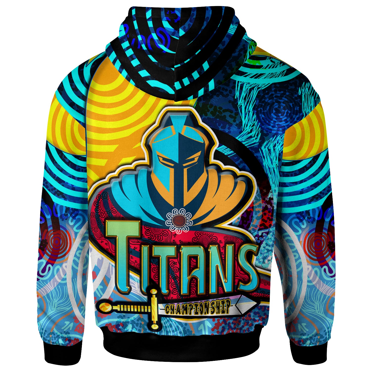 nrlw-titans-rugby-hoodie-custom-titans-womens-rugby-league-aboriginal-dot-painting-player-and-number-woman-hoodie