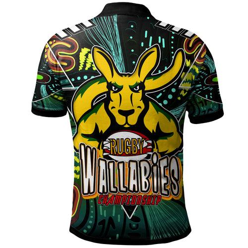 wallabies-rugby-polo-shirt-custom-kangaroo-rugby-championship-sport-aboriginal-culture-personalised-player-and-number-polo-shirt