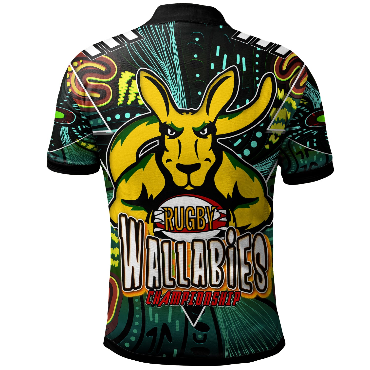 wallabies-rugby-polo-shirt-custom-kangaroo-rugby-championship-sport-aboriginal-culture-personalised-player-and-number-polo-shirt