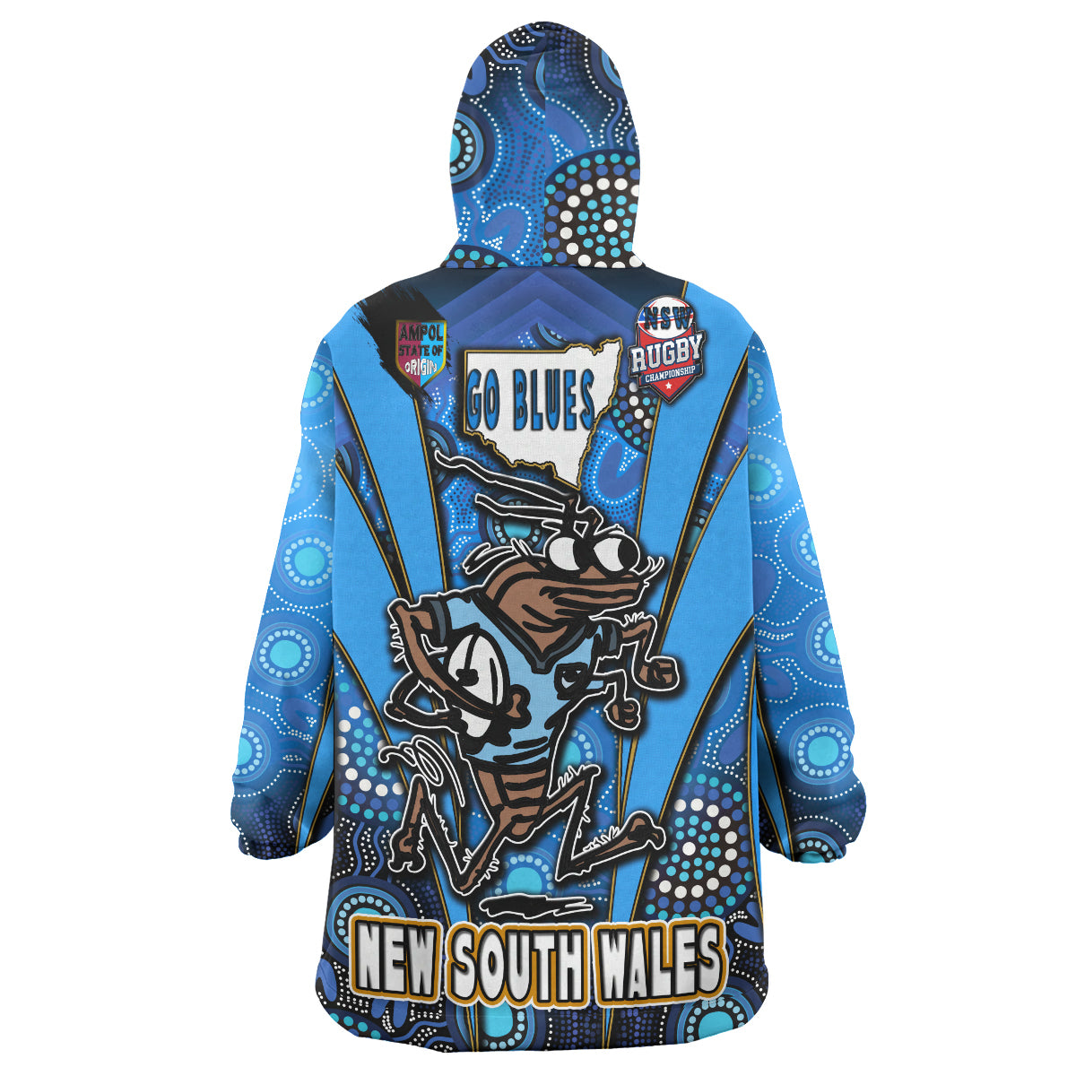 new-south-wales-rugby-league-team-snug-hoodie-custom-new-south-wales-blues-mascot-with-aboriginal-art-state-of-origin-oodie-blanket
