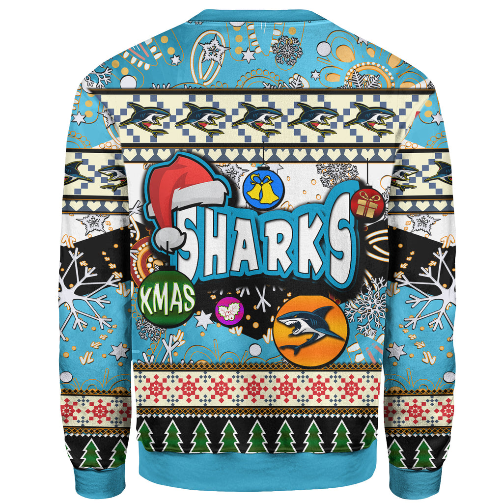 sharks-rugby-christmas-sweatshirt-custom-xmas-sharks-christmas-balls-snowflake-with-aboriginal-patterns-sweatshirt