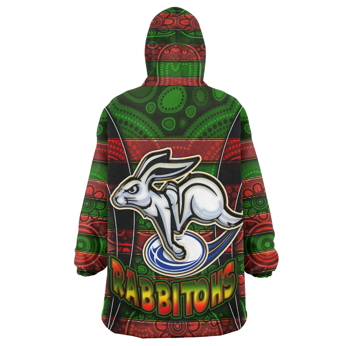 rabbitohs-rugby-snug-hoodie-custom-rabbit-aboriginal-style-pattern-personalised-player-and-number-oodie-blanket